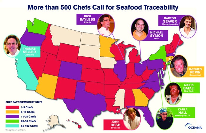 Map with number of chefs per state calling for traceability