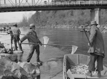 Smelt fishing on the Sandy River, Troutdale Oregon 1936, credit historicphotoarchive.com