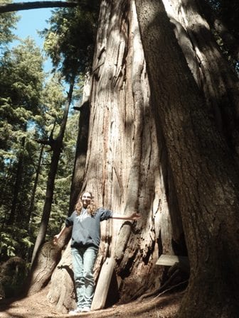 Emily Goldstein with her favorite cedar tree.