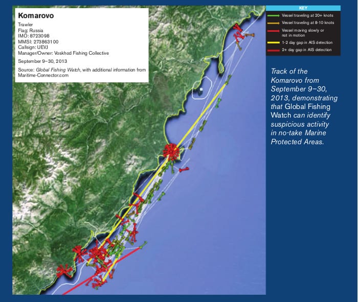 map of suspicious fishing activity in Dzhugdzhursky State Nature Reserve