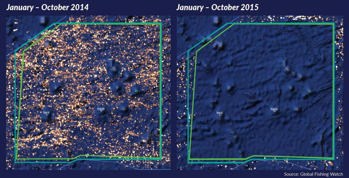 Detected fishing activity in PIPA before and after the fishing ban